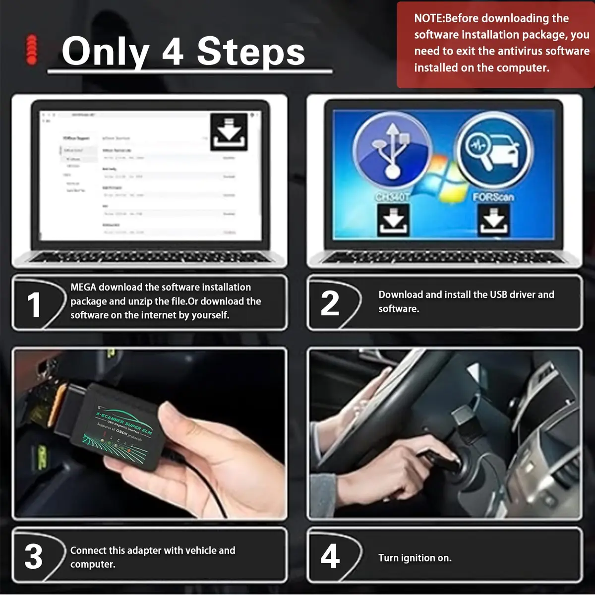 AMHTDOL ELM327 USB OBD2 Scanner with FT232RL 18F25K80 Chip | Read & Clear Engine Codes - view 6