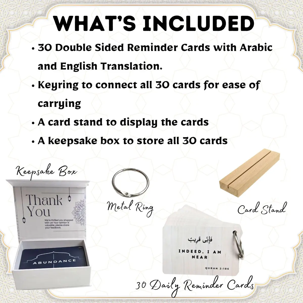 Zarf Limited Islamic Affirmations Cards (30 Daily Reminders) | Spiritual Quran Quotes, Durable 600gsm Paper, Portable Size - view 3