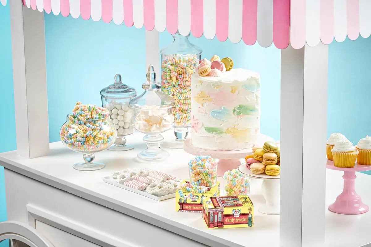 4YoreElves Candy Bracelets Individually Wrapped, Pack of 24 Pastel Candy Jewelry | Fun Retro Party Favors - view 5