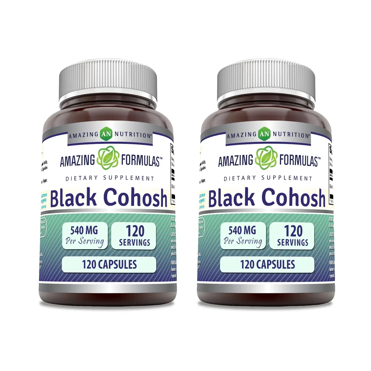 Amazing Nutrition Black Cohosh 540mg 120 Capsule Supplement | Gluten Free | Made in USA (2 Pack) - main product image