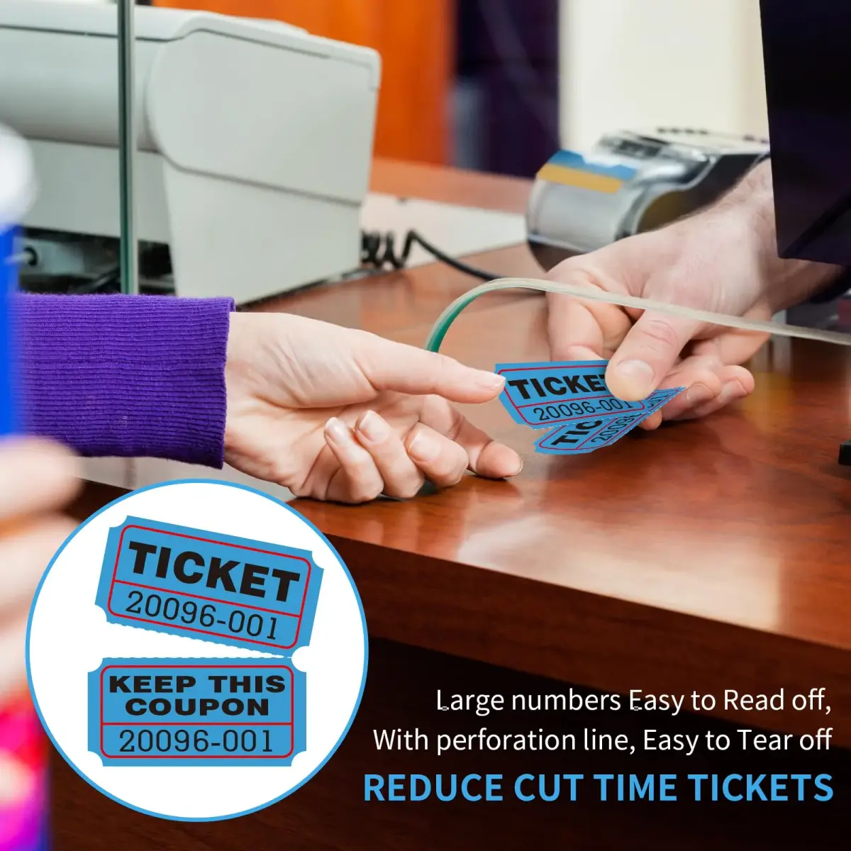 L LIKED Blue Raffle Tickets 2" x 2" Double Roll (1000 Pairs) | Consecutive Numbering for Easy Event Management - view 5
