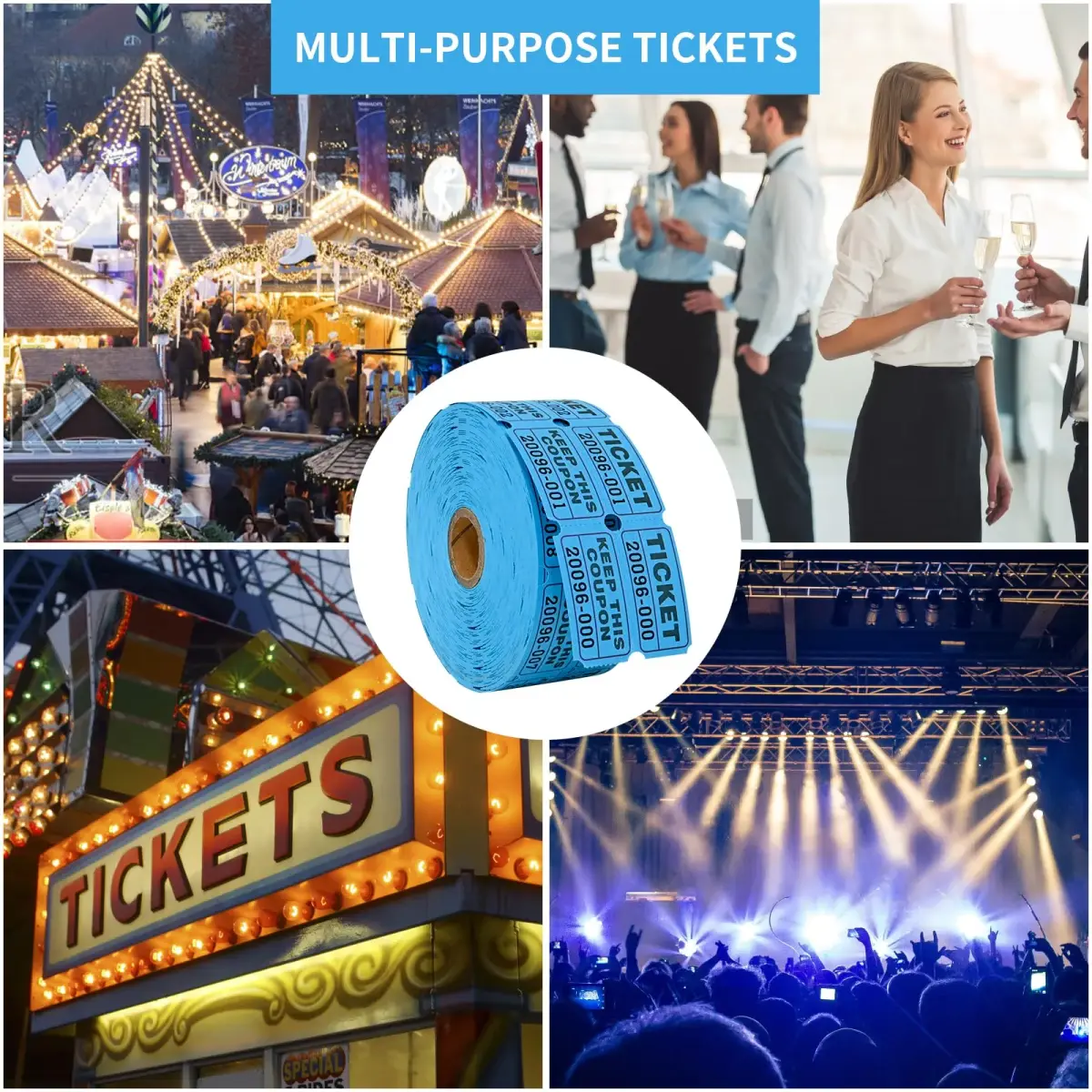 L LIKED Blue Raffle Tickets 2" x 2" Double Roll (1000 Pairs) | Consecutive Numbering for Easy Event Management - view 7
