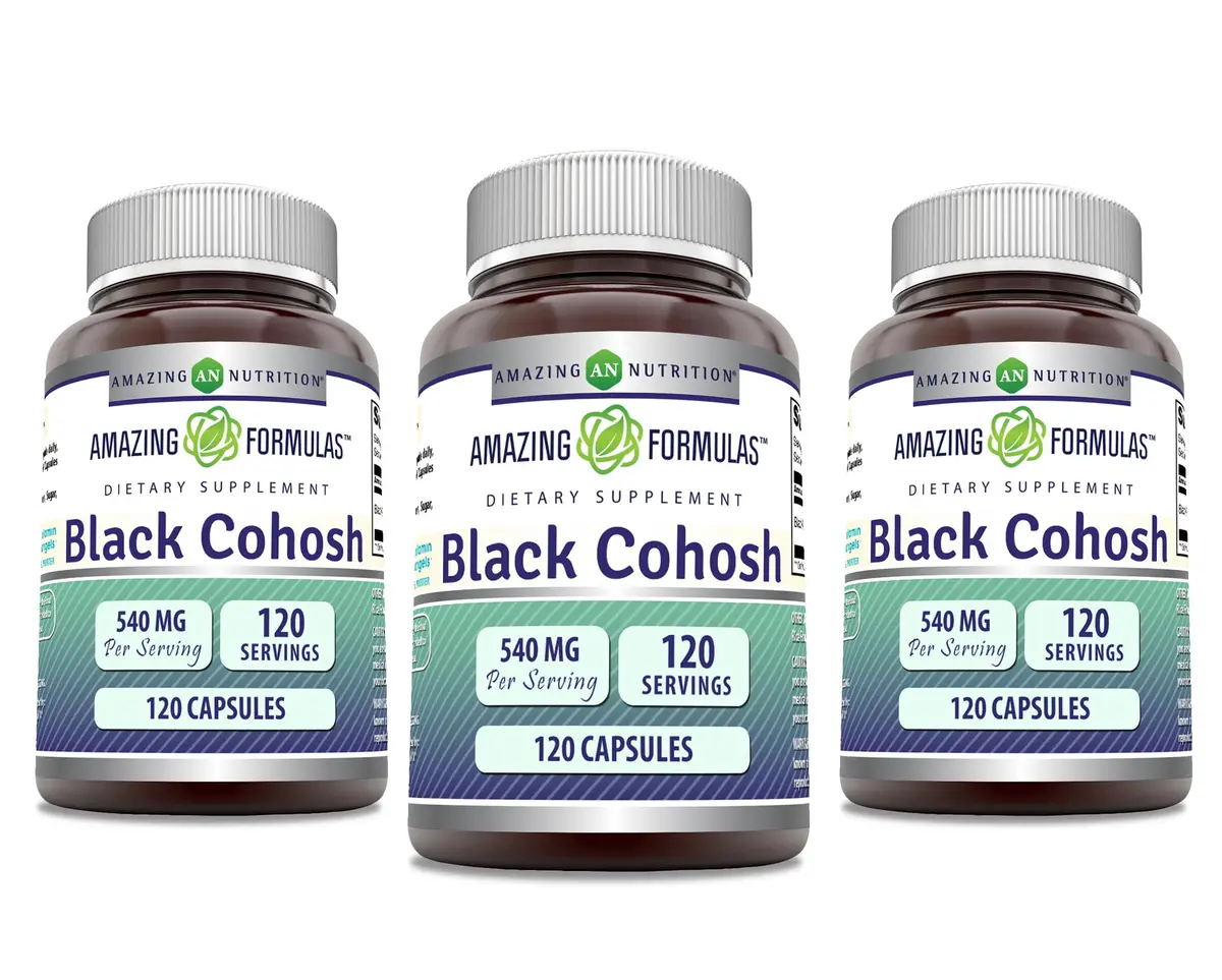 Amazing Nutrition Black Cohosh 540mg 120 Capsule Supplement | Gluten Free | Made in USA (3 Pack) - main product image
