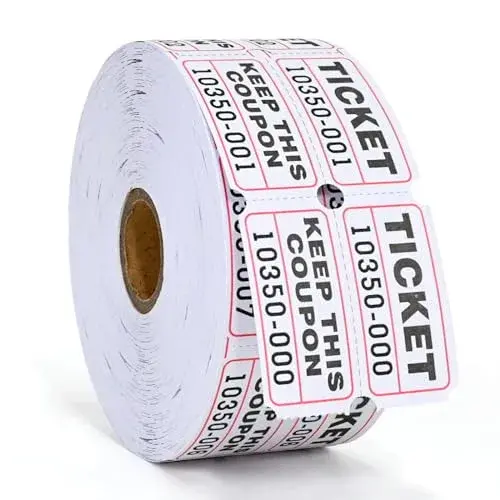 L LIKED Double Raffle Tickets Roll (2000 pcs total, 1000 per roll) | Easy Tear 50/50 Tickets for Events - main product image