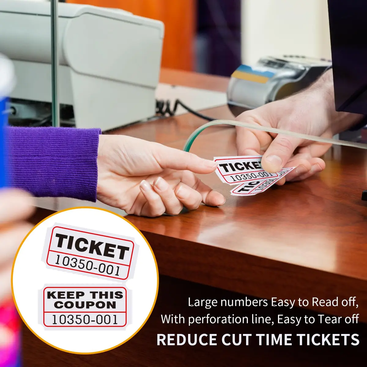 L LIKED White Raffle Tickets 2" x 2", Double Roll, 1000 Pairs/Roll | Consecutive Numbering for Easy Verification - view 5