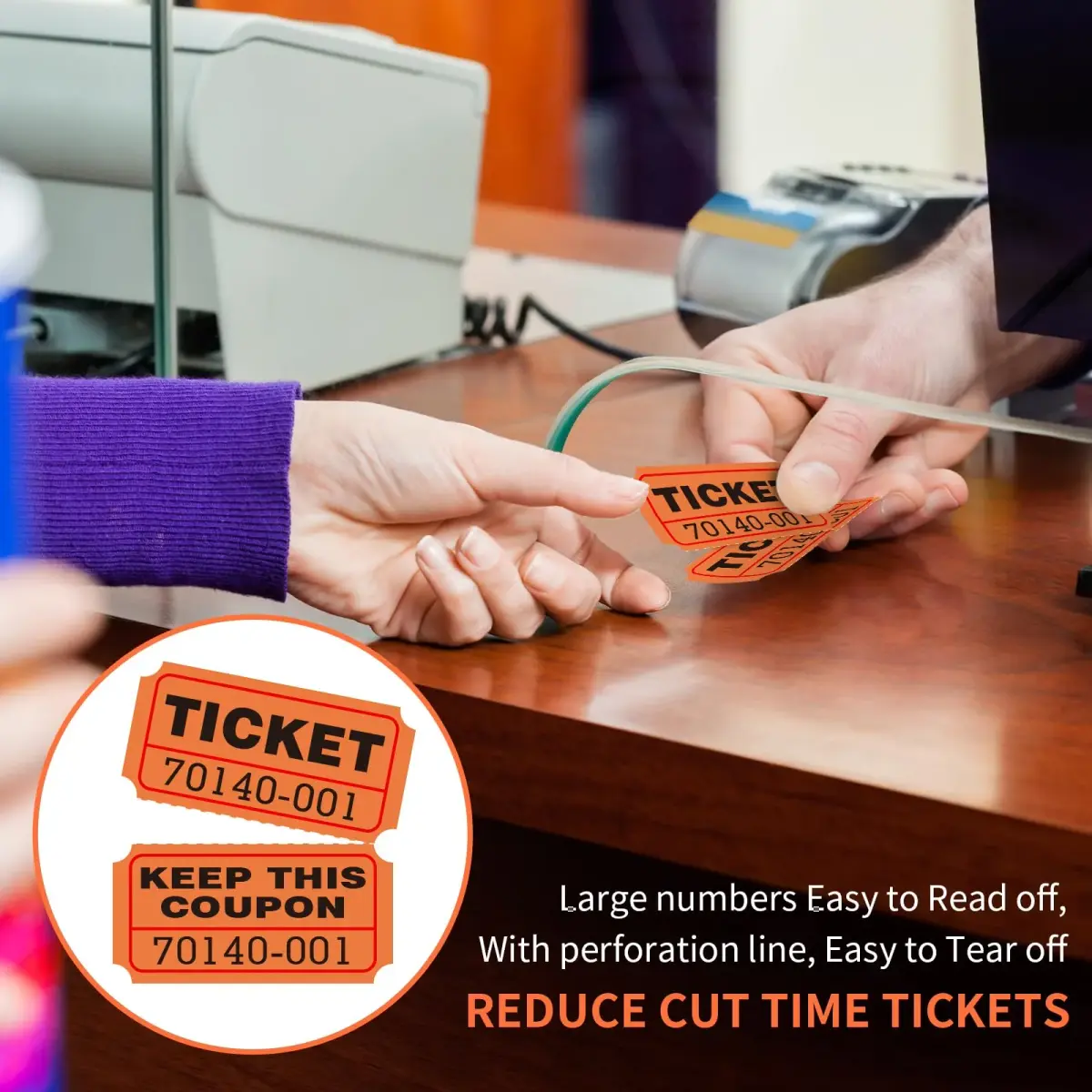L LIKED Orange Raffle Tickets 2" x 2", Double Roll, 1000 Pairs/Roll | Consecutively Numbered for Easy Event Management - view 6