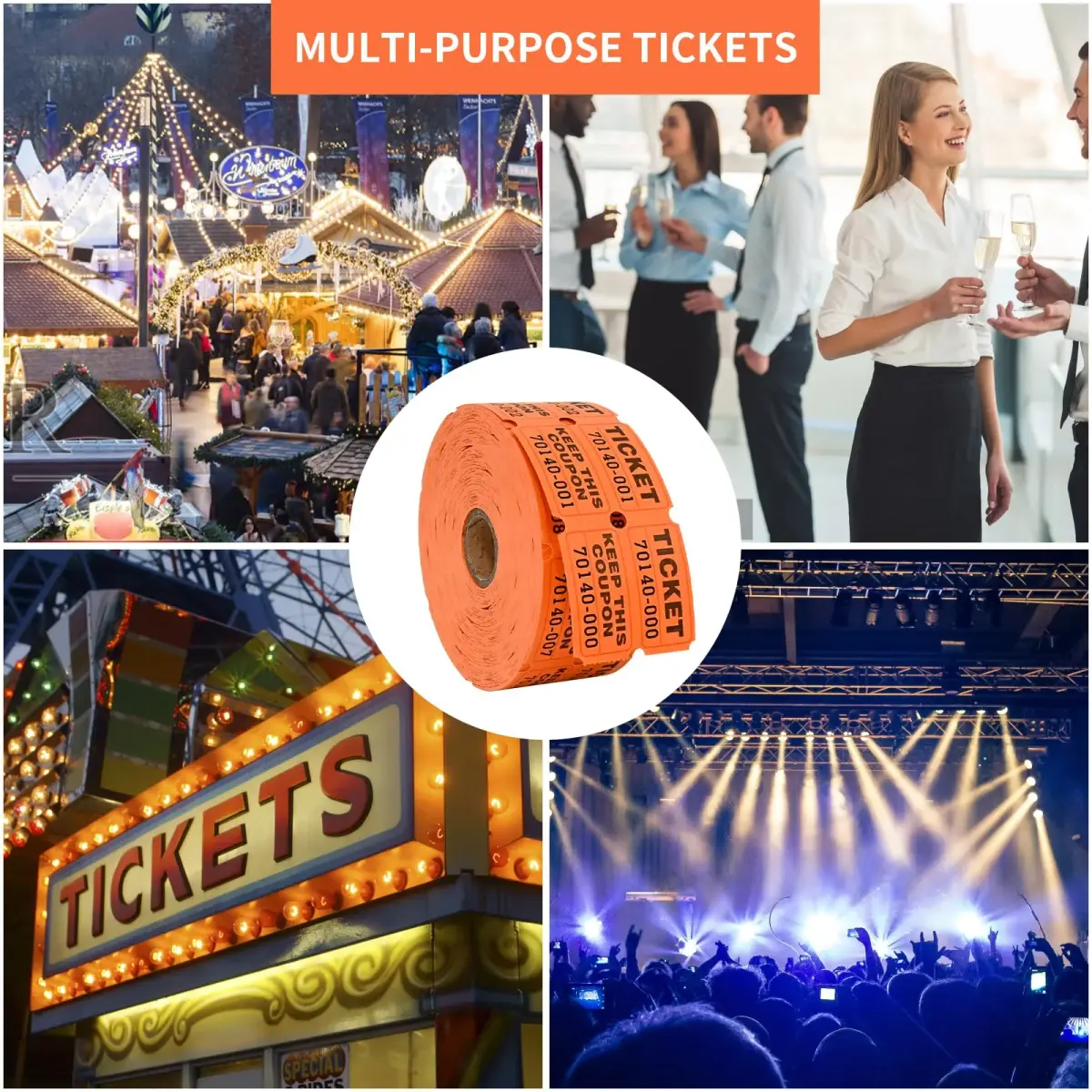L LIKED Orange Raffle Tickets 2" x 2", Double Roll, 1000 Pairs/Roll | Consecutively Numbered for Easy Event Management - view 7