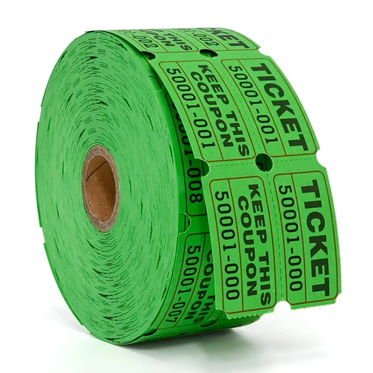 L LIKED Green Raffle Tickets 2" x 2", Double Roll, 1000 Pairs/Roll | Consecutive Numbering for Easy Event Management - main product image