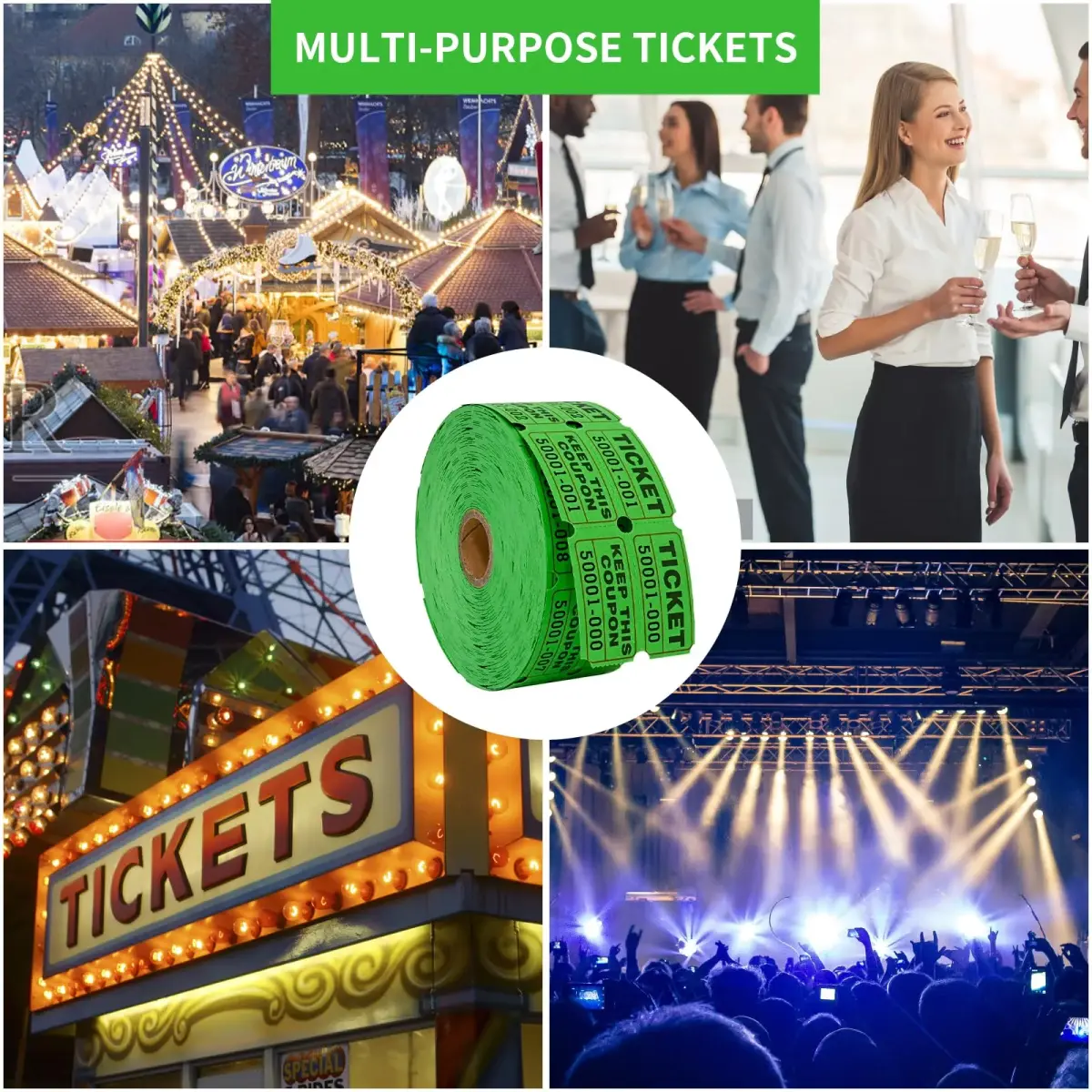 L LIKED Green Raffle Tickets 2" x 2", Double Roll, 1000 Pairs/Roll | Consecutive Numbering for Easy Event Management - view 7