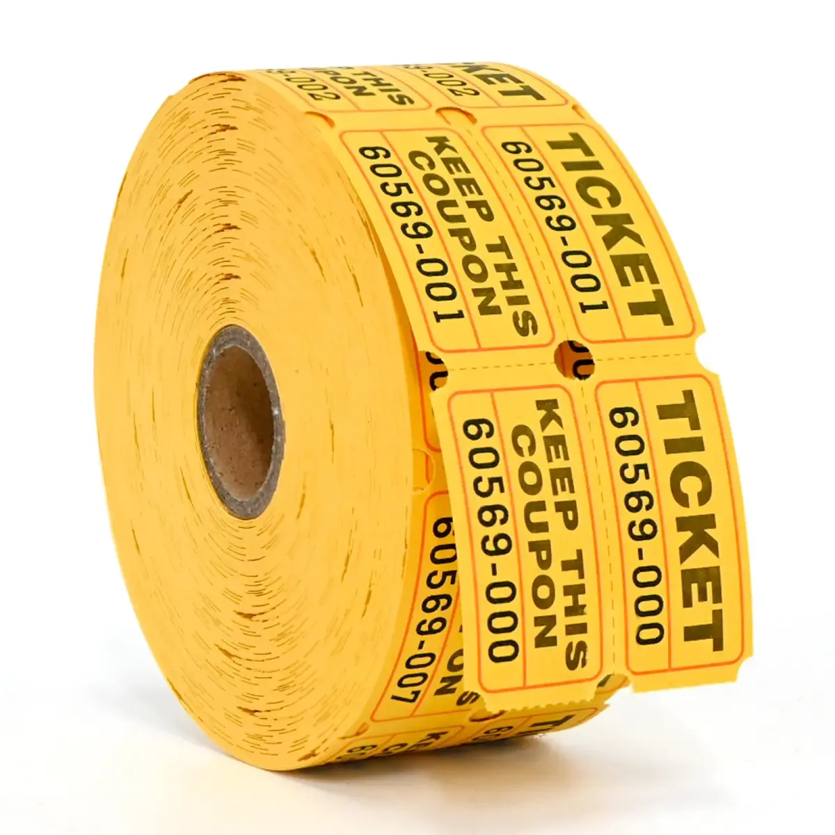 L LIKED Yellow Raffle Tickets 2" x 2" Double Roll (1000 Pairs) | Consecutive Numbering for Easy Event Management - main product image