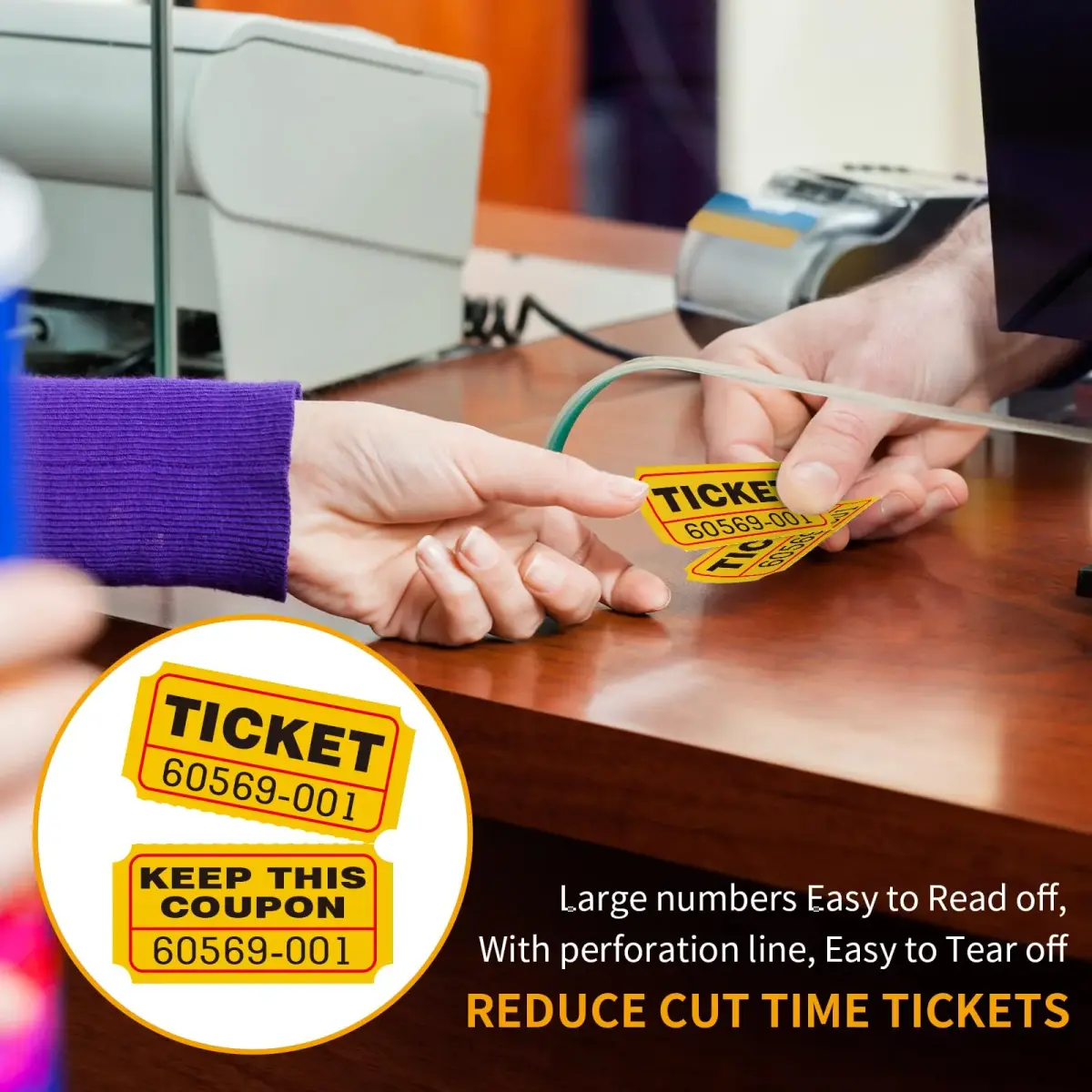 L LIKED Yellow Raffle Tickets 2" x 2" Double Roll (1000 Pairs) | Consecutive Numbering for Easy Event Management - view 6