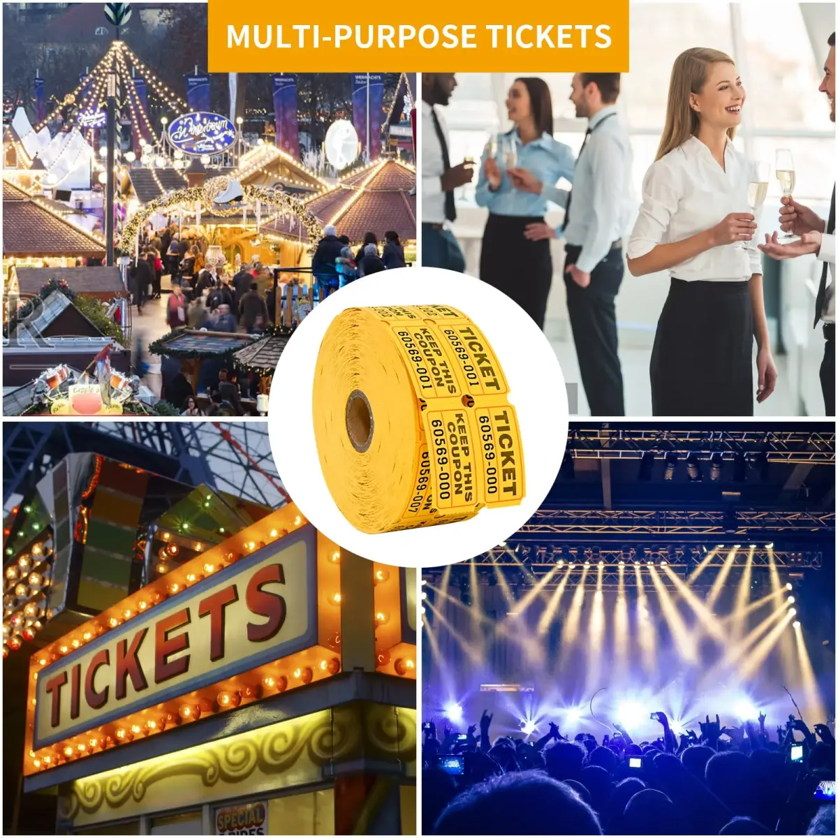 L LIKED Yellow Raffle Tickets 2" x 2" Double Roll (1000 Pairs) | Consecutive Numbering for Easy Event Management - view 7