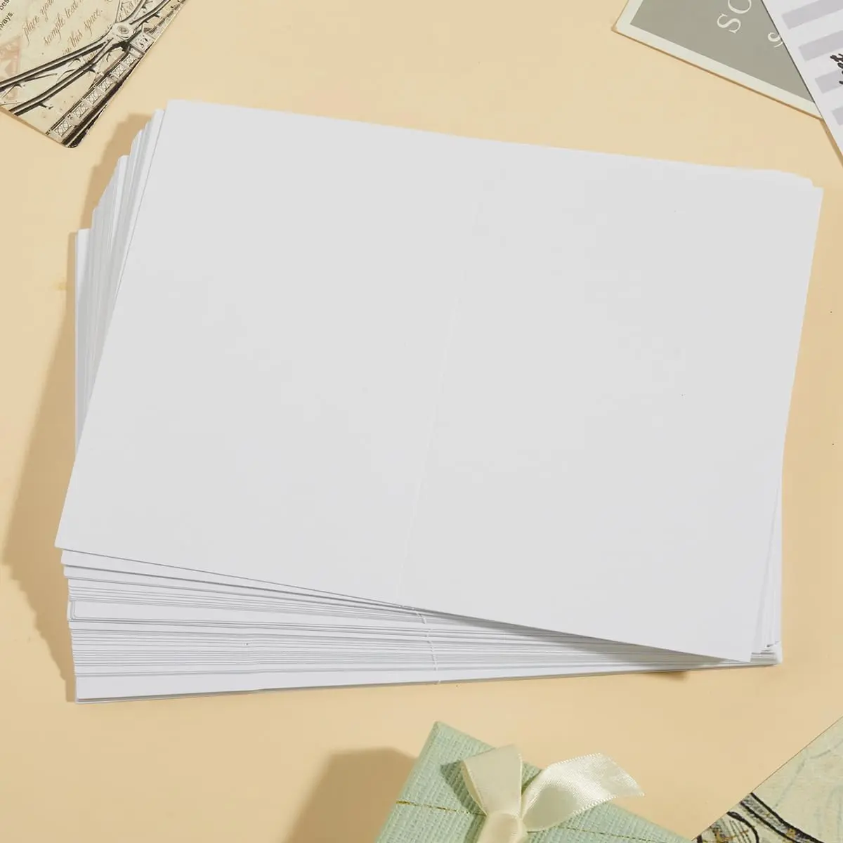 Toperd 50 Pack White Folded Cardstock Greeting Cards | 4x6 Inches, Blank, Premium 250GSM Paper - view 7