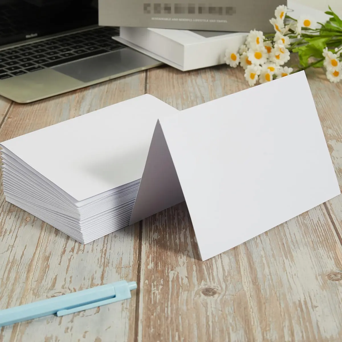 Toperd 50 Pack White Folded Cardstock Greeting Cards | 4x6 Inches, Blank, Premium 250GSM Paper - view 3
