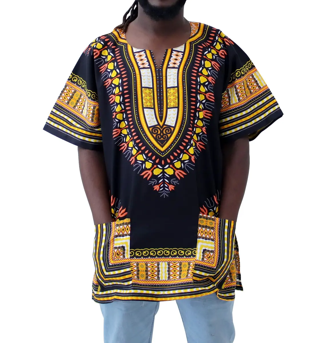 DA'IKI Dashiki Cotton Shirt African Tribal Kaftan Unisex X-Large | Vibrant Summer Cotton - main product image
