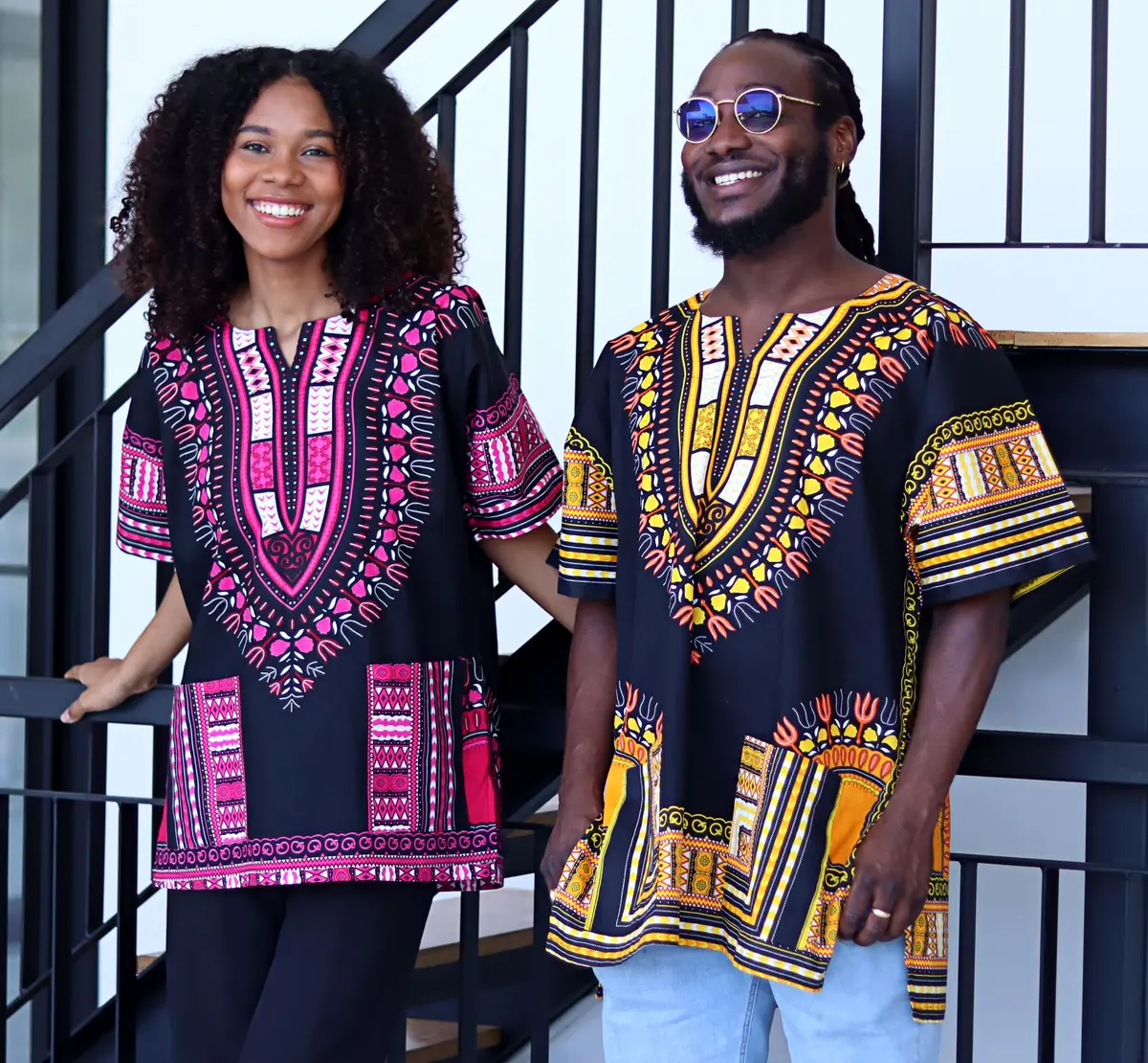 DA'IKI Dashiki Cotton Shirt African Tribal Kaftan Unisex X-Large | Vibrant Summer Cotton - view 6