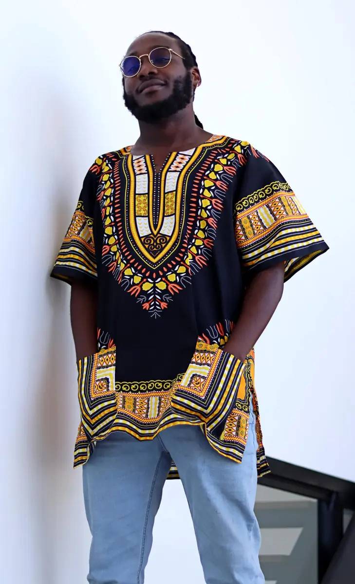 DA'IKI Dashiki Cotton Shirt African Tribal Kaftan Unisex X-Large | Vibrant Summer Cotton - view 2
