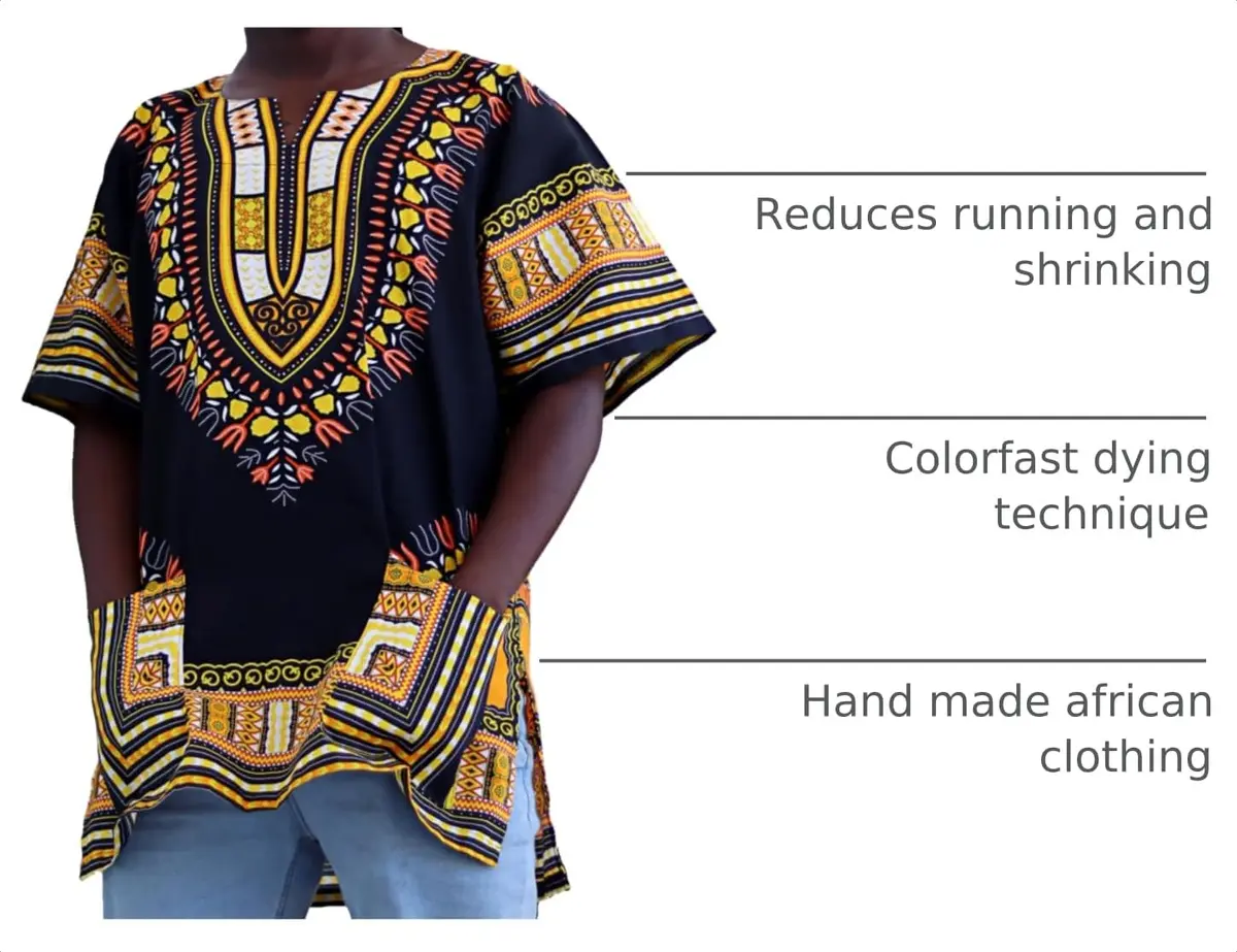 DA'IKI Dashiki Cotton Shirt African Tribal Kaftan Unisex X-Large | Vibrant Summer Cotton - view 4