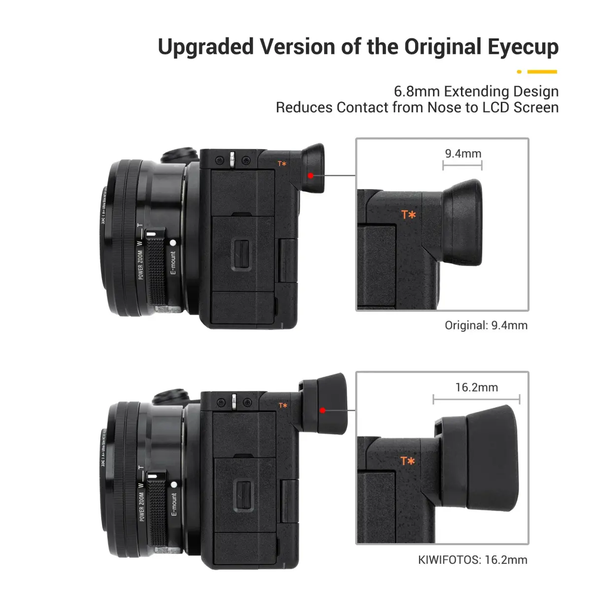Kiorafoto Extended Eyecup for Sony A6700 Camera | Blocks Stray Light & Protects Viewfinder - view 4
