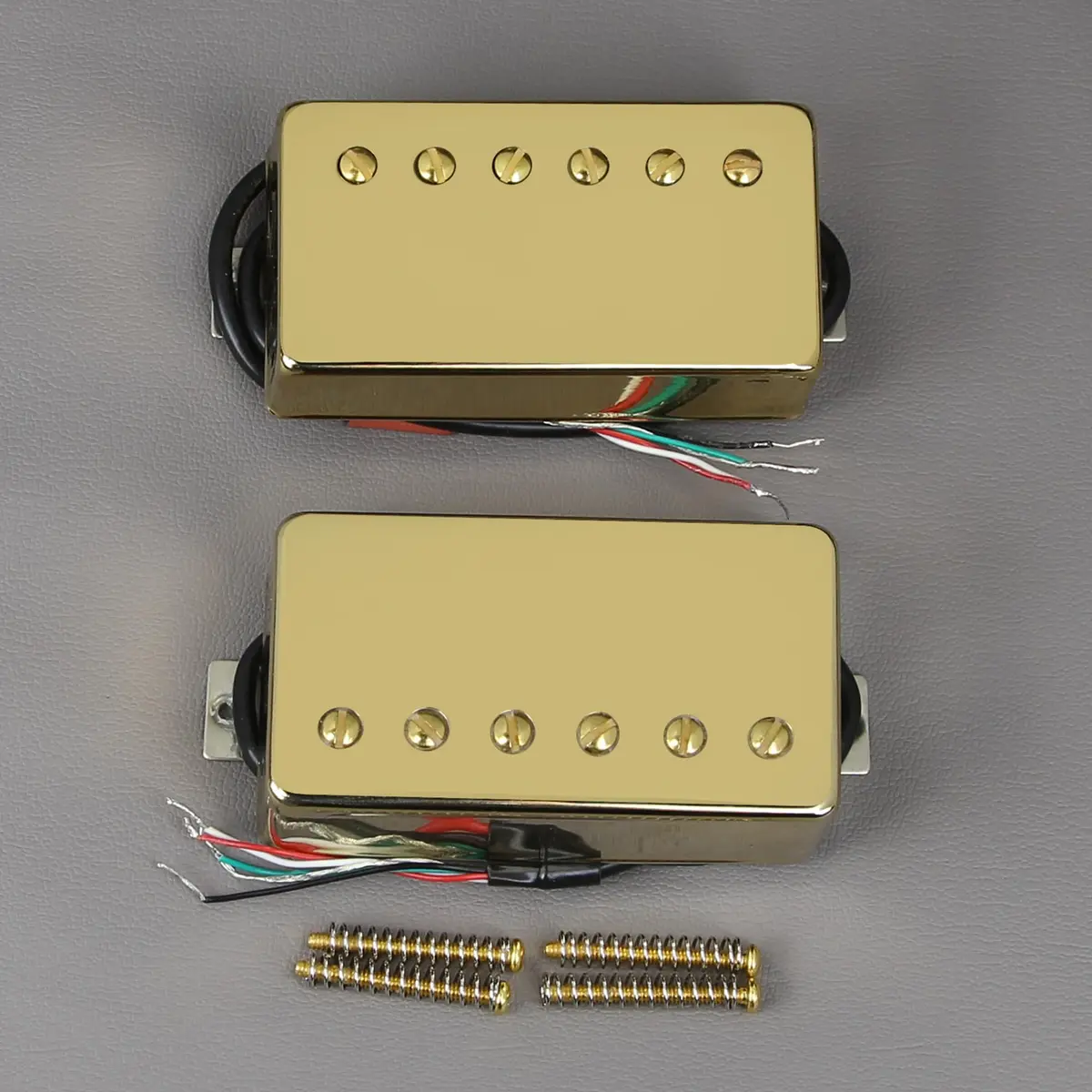 FLEOR Alnico 5 Guitar Humbucker Pickup Set Golden Neck+Bridge | 7-8k & 14-15k Ohms - view 4
