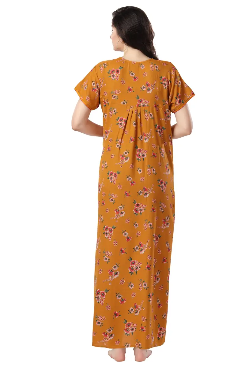 Soulemo Women's Alpine Nighty 1642 Yellow M - Bust 42 | Classic Button-Front Full Length Sleepwear - view 5