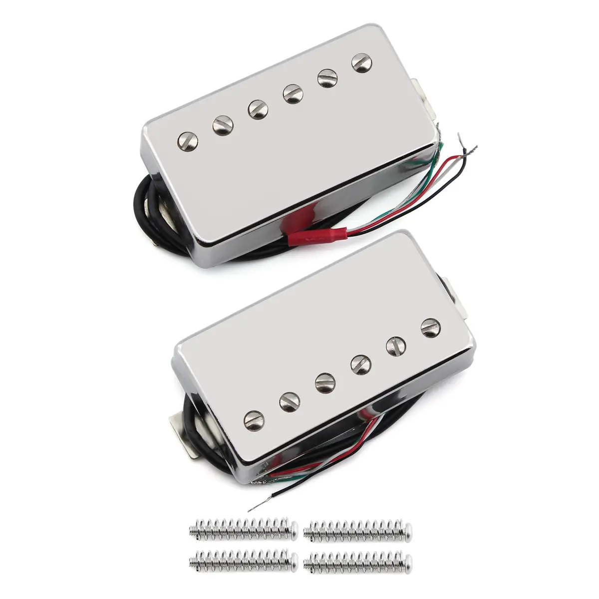 FLEOR Alnico 5 Guitar Humbucker Pickup Set Chrome Neck+Bridge Pickup | 7-8kΩ Neck, 14-15kΩ Bridge - main product image