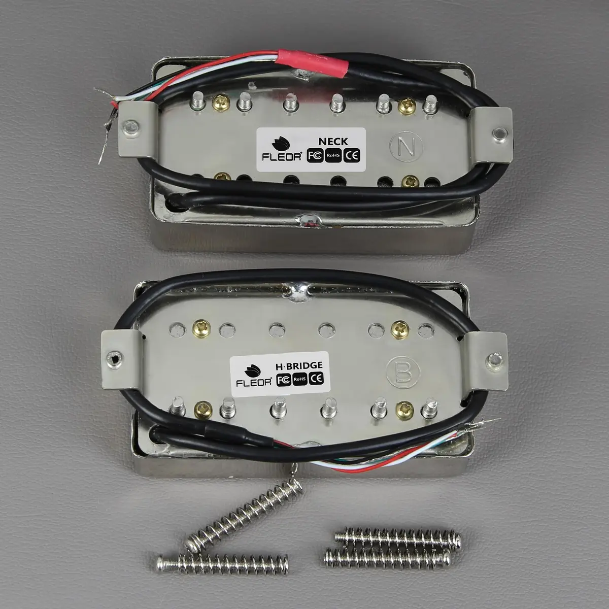 FLEOR Alnico 5 Guitar Humbucker Pickup Set Chrome Neck+Bridge Pickup | 7-8kΩ Neck, 14-15kΩ Bridge - view 5