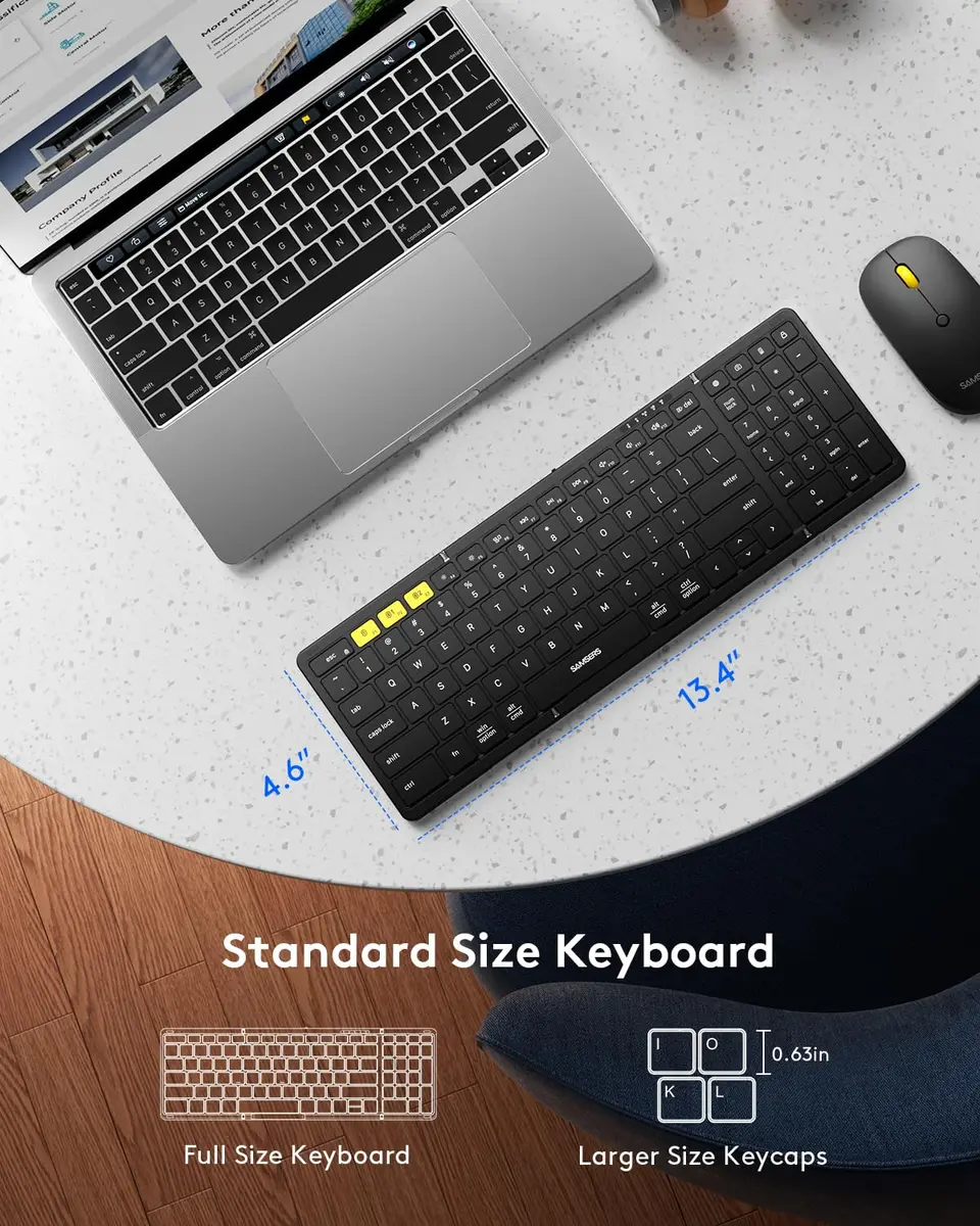 Samsers Foldable Keyboard and Mouse Combo, Full-Size Portable Travel Keyboard & Rechargeable Wireless Mouse | Bluetooth 5.0 + 2.4G - view 3