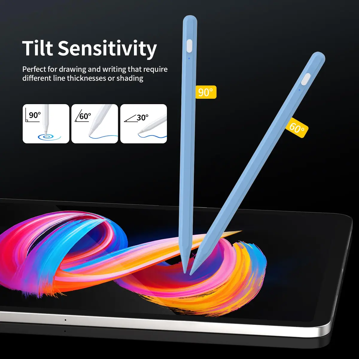 Tresoba Stylus Pencil for Apple iPad 2018-2026 | Palm Rejection & Fast Charge (165mm, Blue) - view 5
