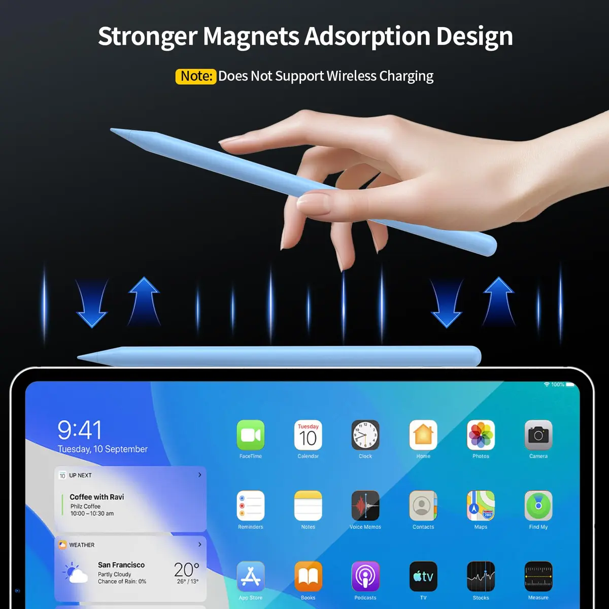 Tresoba Stylus Pencil for Apple iPad 2018-2026 | Palm Rejection & Fast Charge (165mm, Blue) - view 8