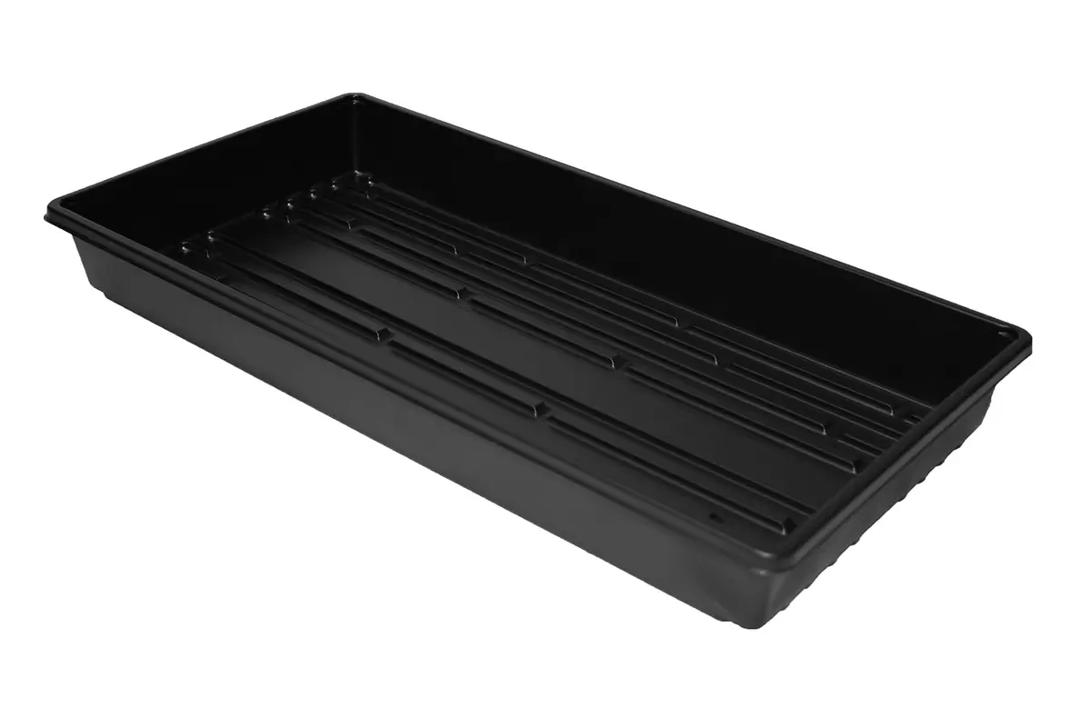 Living Whole Foods 10 Pack of Durable Black Plastic Growing Trays 21" x 11" x 2" | Reusable Seedling & Microgreen Trays - view 2