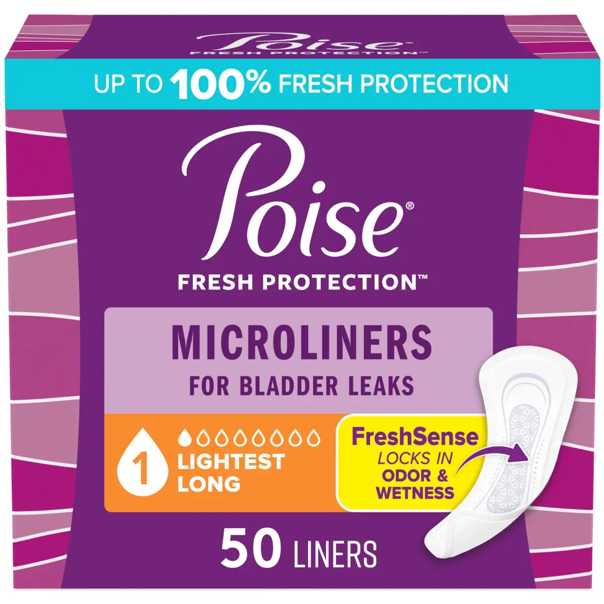 Poise Daily Microliners Incontinence Panty Liners 50 Count | 10x Drier Than Leading Feminine Care Liner - main product image