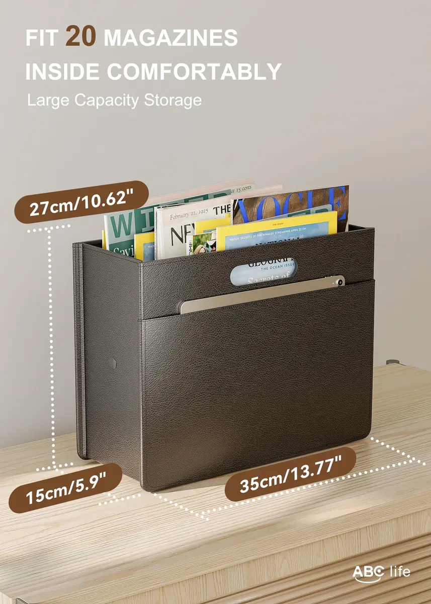 ABC life Magazine Holder, Floor Magazine Rack, Black | Elegant & Stable Floor Storage - view 2