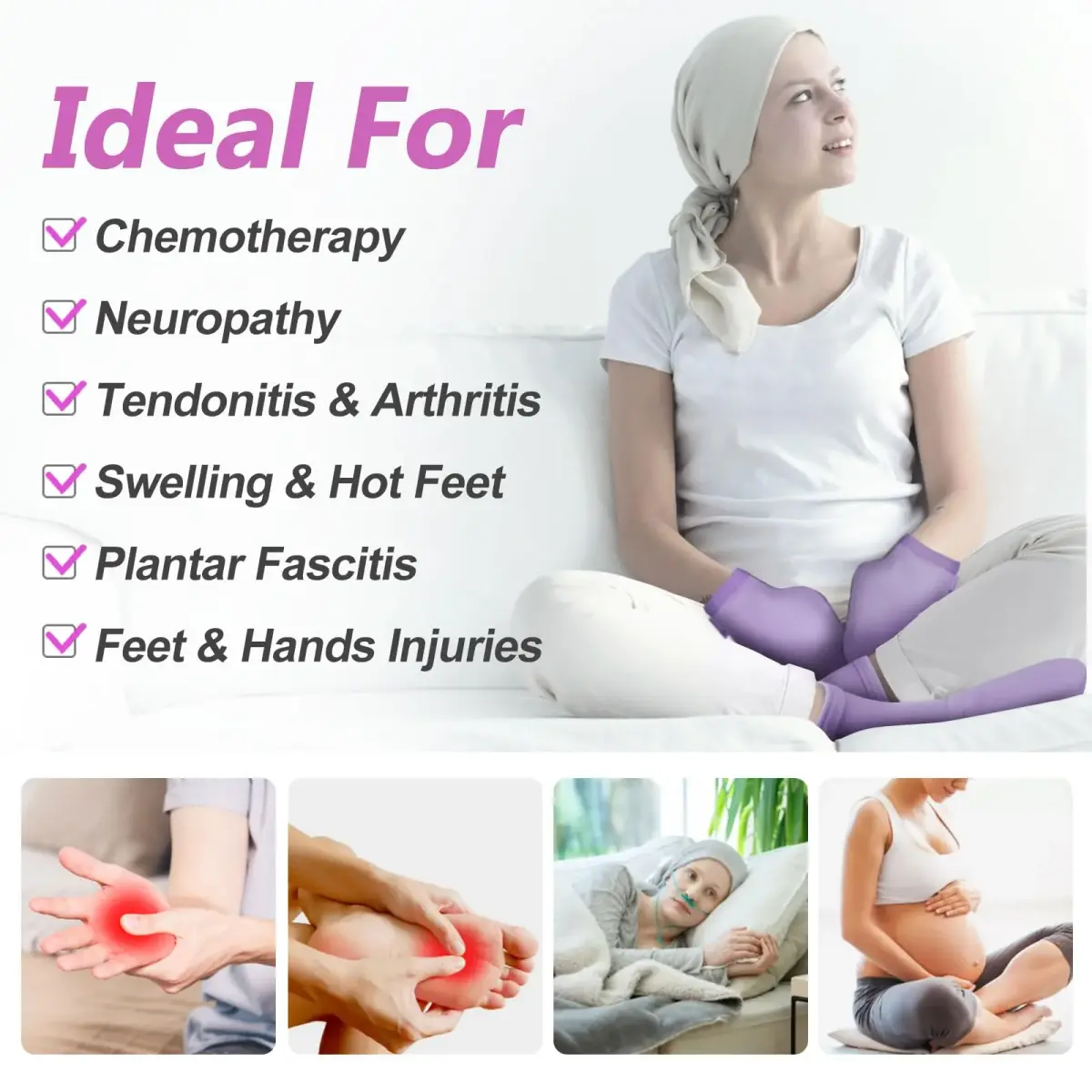 RelaxCoo Cold Therapy Socks & Hand Ice Pack Gloves S/M | Soothing Relief for Chemotherapy Neuropathy - view 2