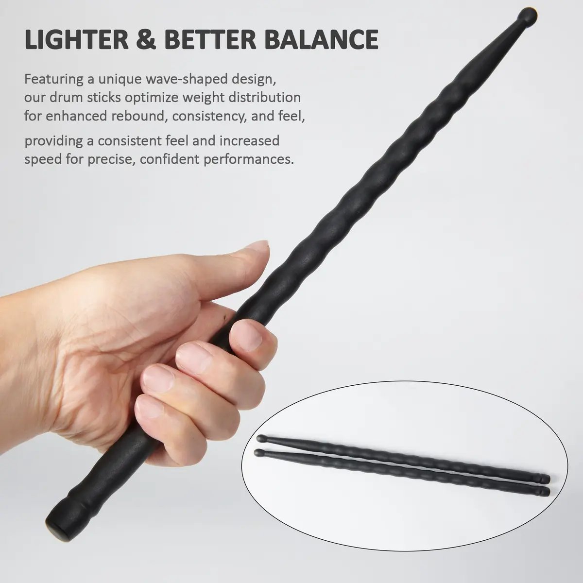 ARLX 5A Carbon Fiber Drum Sticks 6 Pair Pack | Durable & Unique Wave Grip - view 4