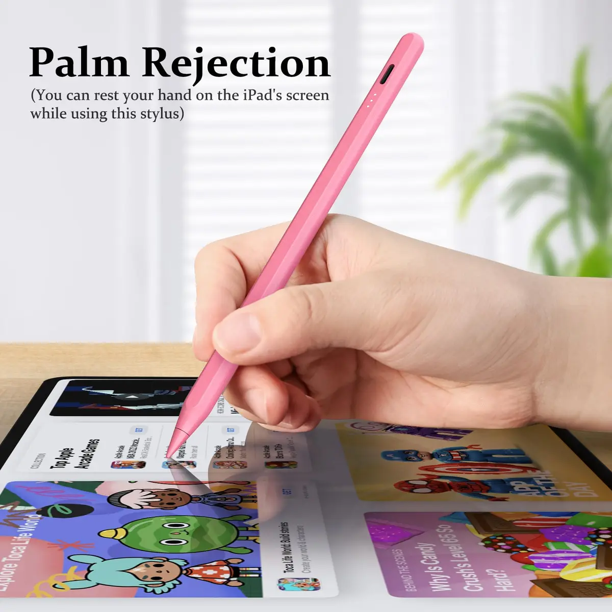 MEKO Stylus Pen for iPad 2018-2026, Pink | Tilt & Palm Rejection, Fast Charging, 1.5mm Fine Tip - view 5
