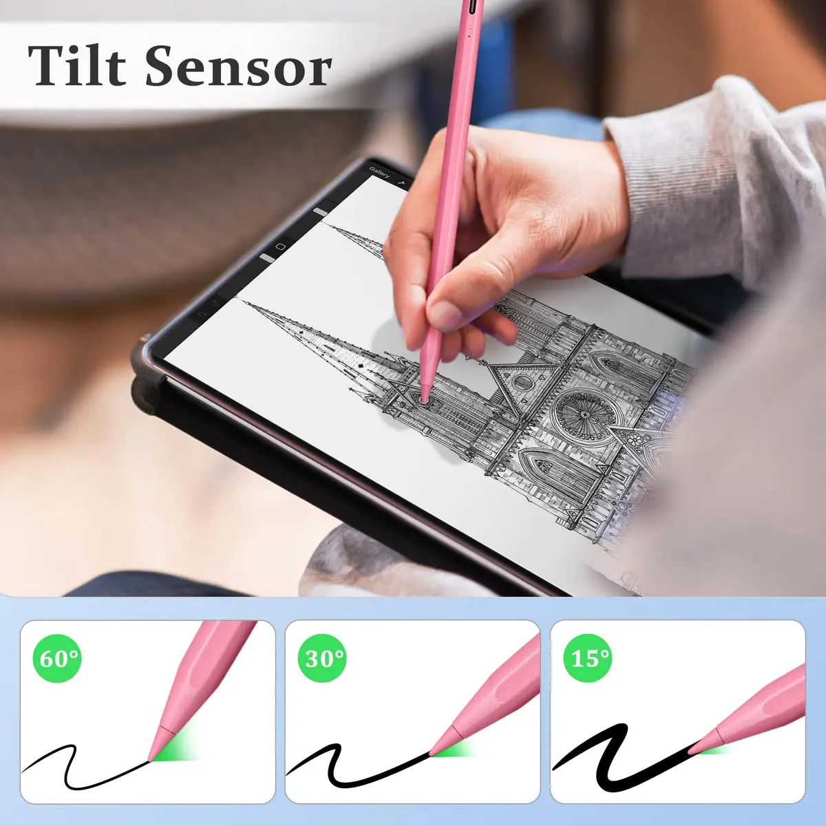 MEKO Stylus Pen for iPad 2018-2026, Pink | Tilt & Palm Rejection, Fast Charging, 1.5mm Fine Tip - view 8