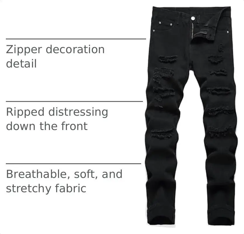 Liuhond Men's Ripped Distressed Straight Fit Denim Jeans 36 | Casual, Durable & Trendy - view 4
