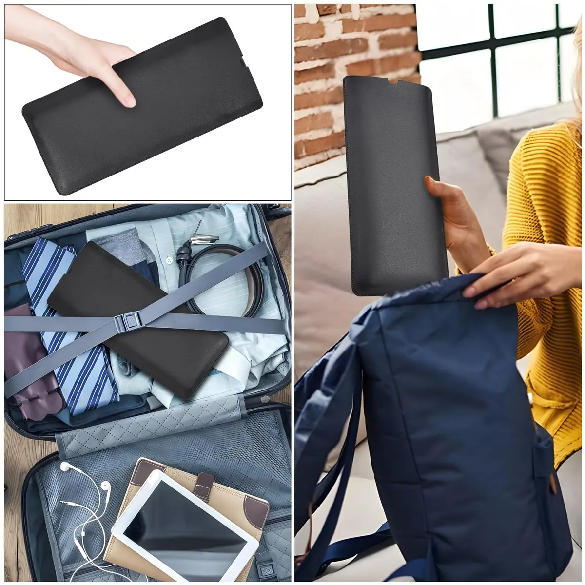 LEZE Protective Keyboard Sleeve Case for Logitech K380 & Pebble 2, Black | Travel-Ready PU Leather Bag - view 6