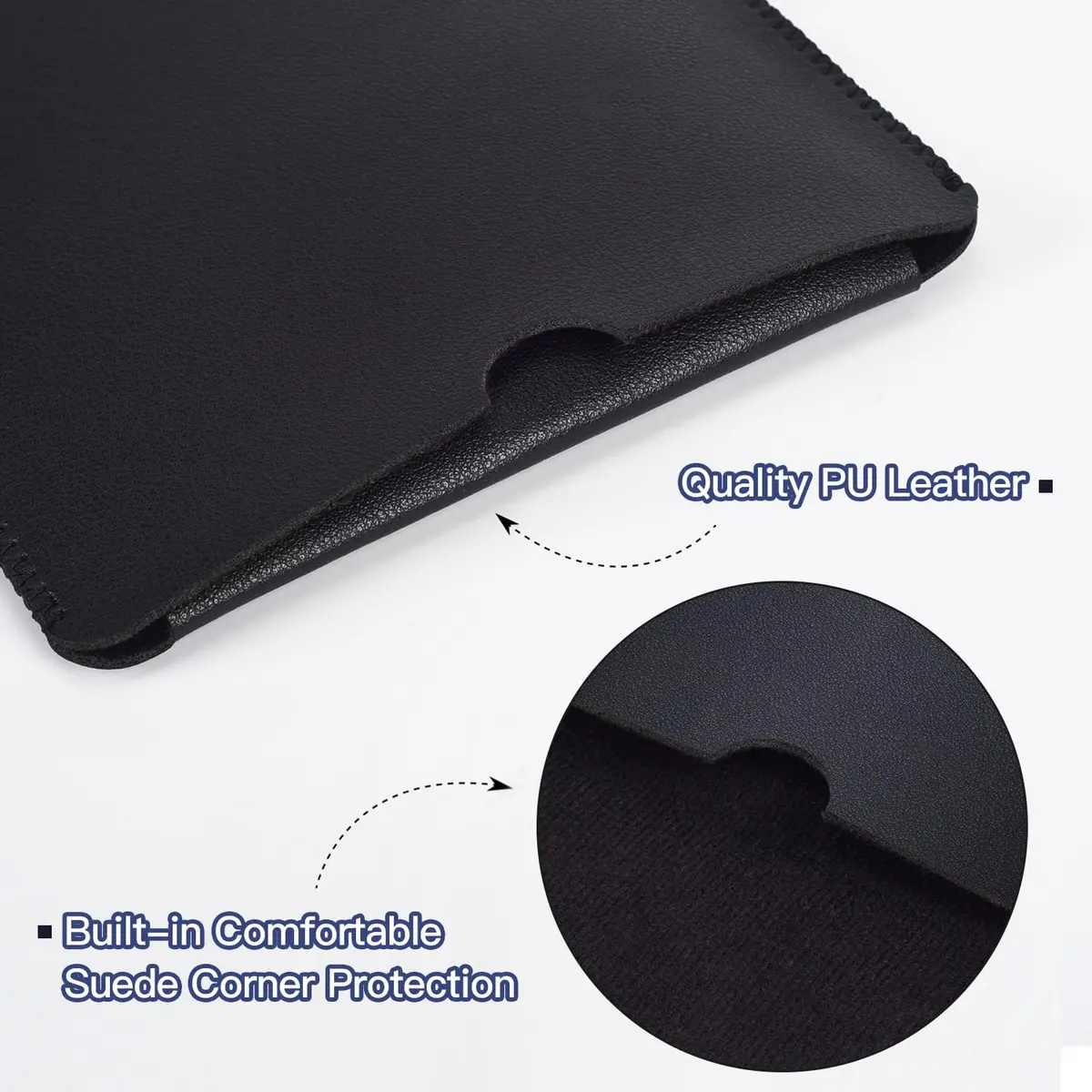 LEZE Protective Keyboard Sleeve Case for Logitech K380 & Pebble 2, Black | Travel-Ready PU Leather Bag - view 3
