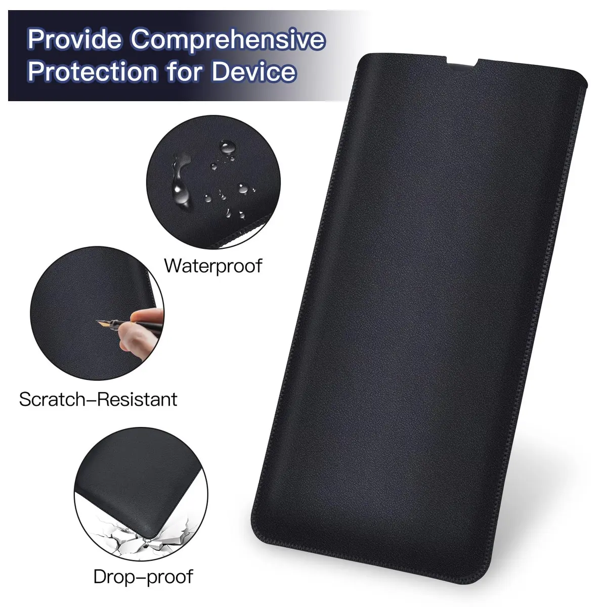 LEZE Protective Keyboard Sleeve Case for Logitech K380 & Pebble 2, Black | Travel-Ready PU Leather Bag - view 4