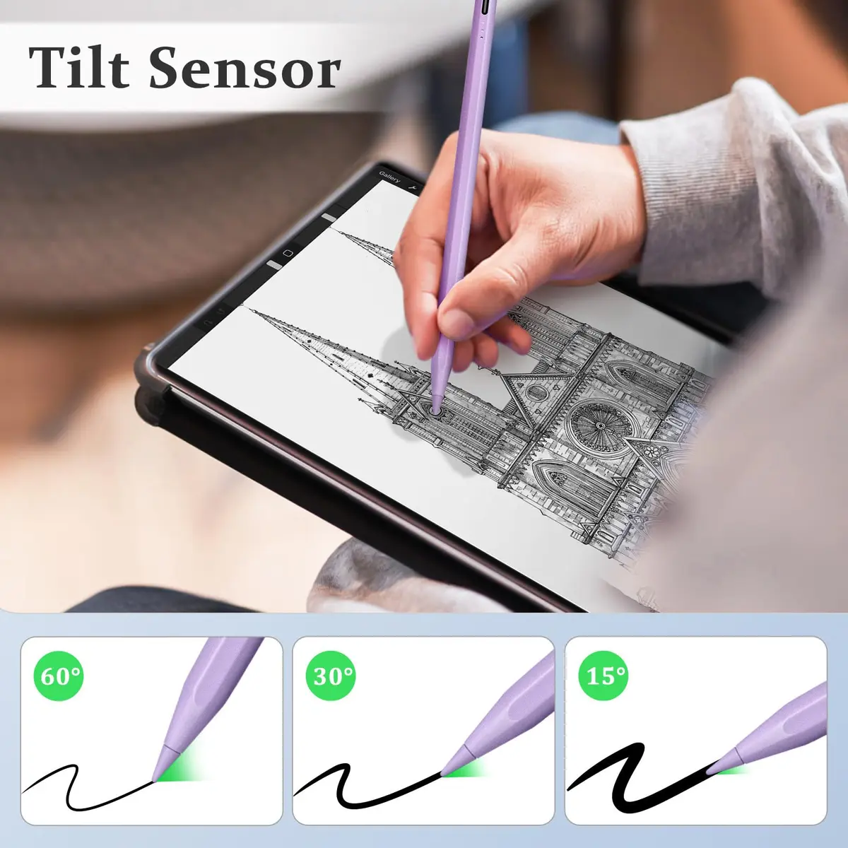 MEKO Stylus Pen for iPad 2018-2026 | Ultra-Fine Tip, Palm Rejection, Fast Charging (Purple) - view 6
