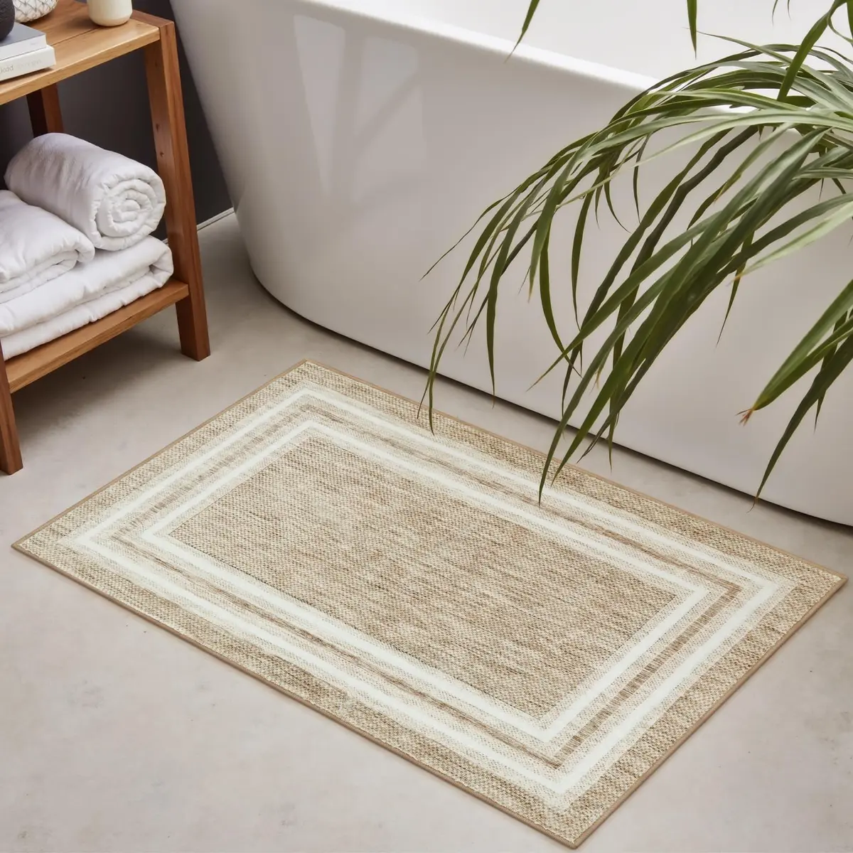 OJIA Modern Bohemian Border Area Rug 0.71m x 0.91m (2'x3') | Non-Slip, Washable, Low Pile for Entryway & Kitchen - view 7