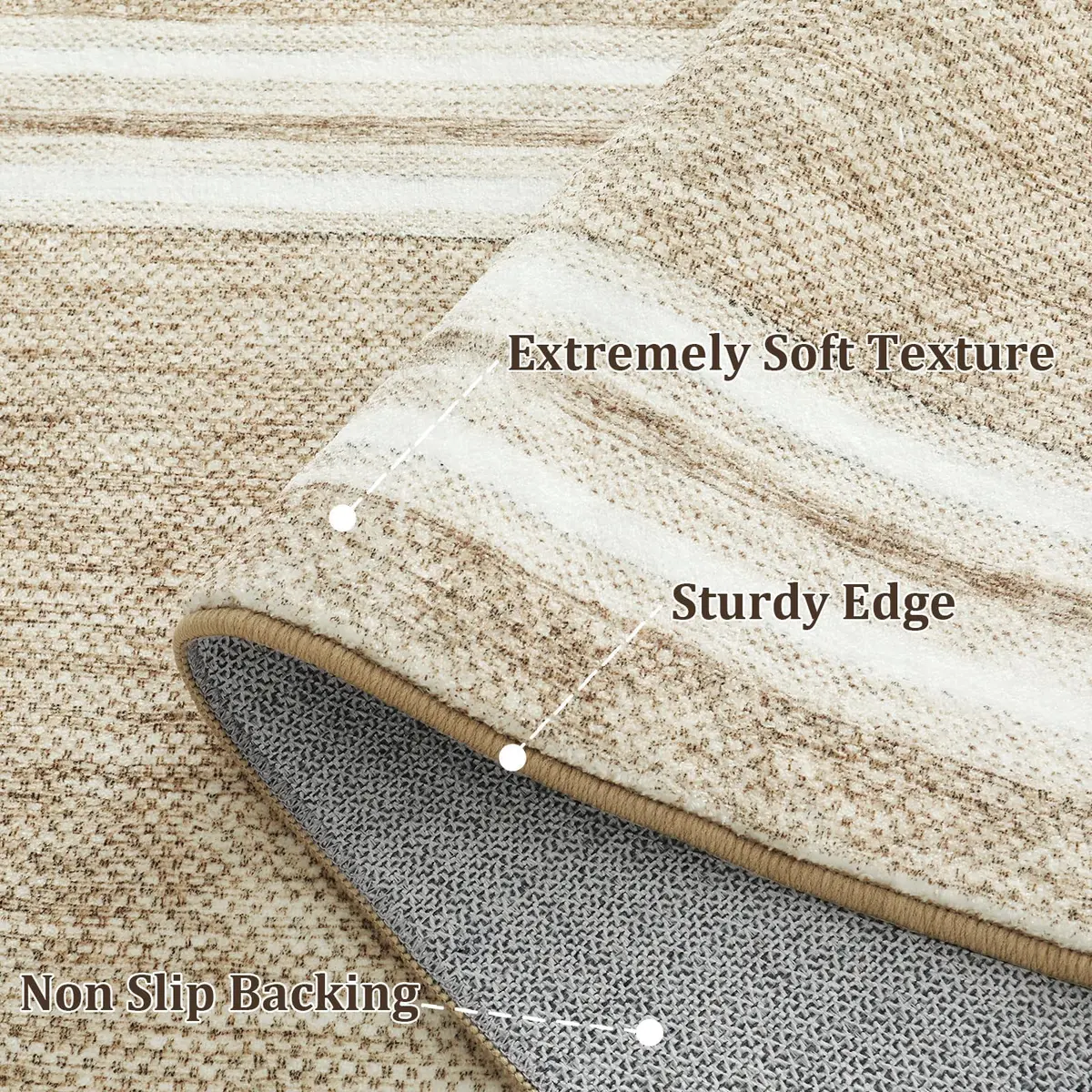 OJIA Modern Bohemian Border Area Rug 0.71m x 0.91m (2'x3') | Non-Slip, Washable, Low Pile for Entryway & Kitchen - view 3