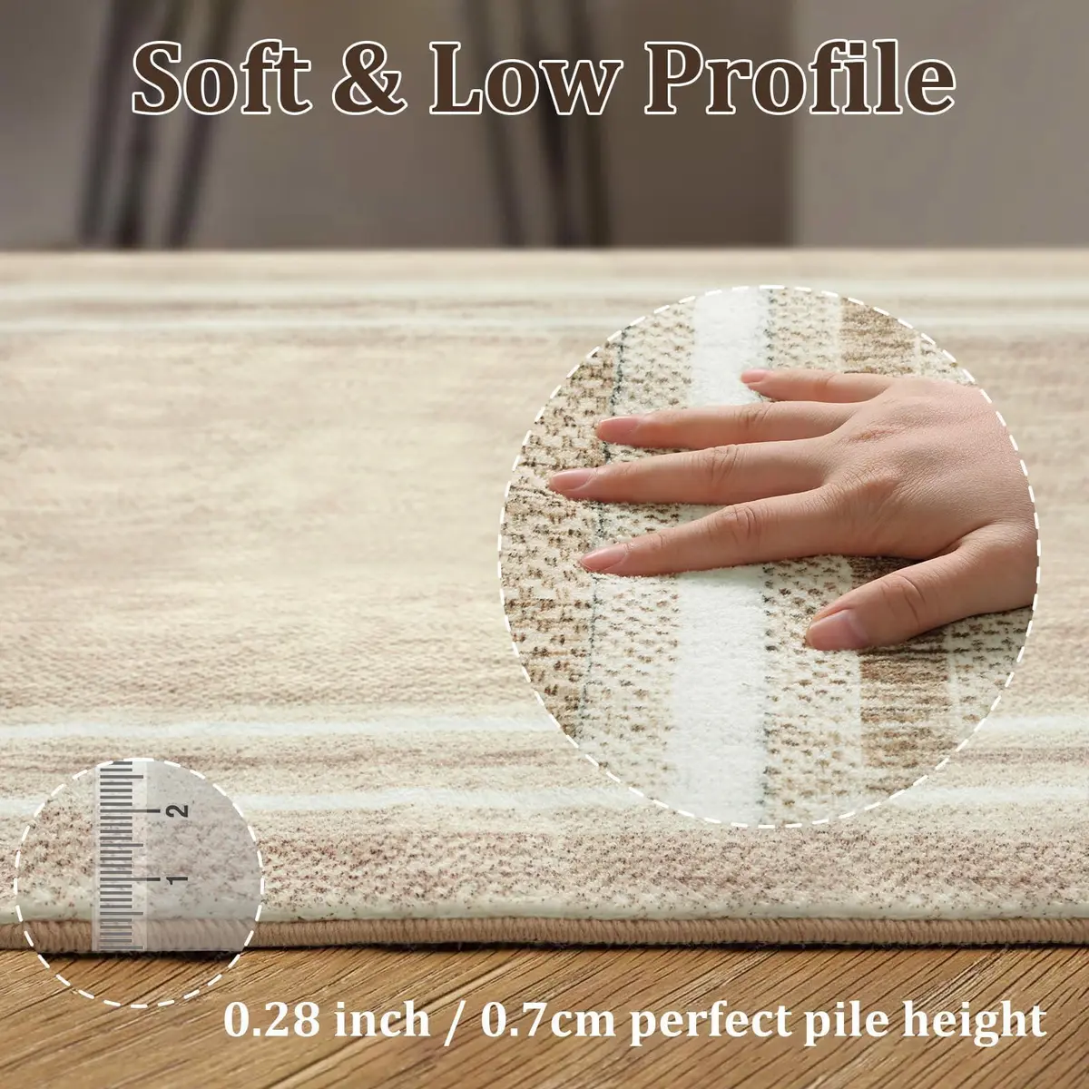 OJIA Modern Bohemian Border Area Rug 0.71m x 0.91m (2'x3') | Non-Slip, Washable, Low Pile for Entryway & Kitchen - view 4