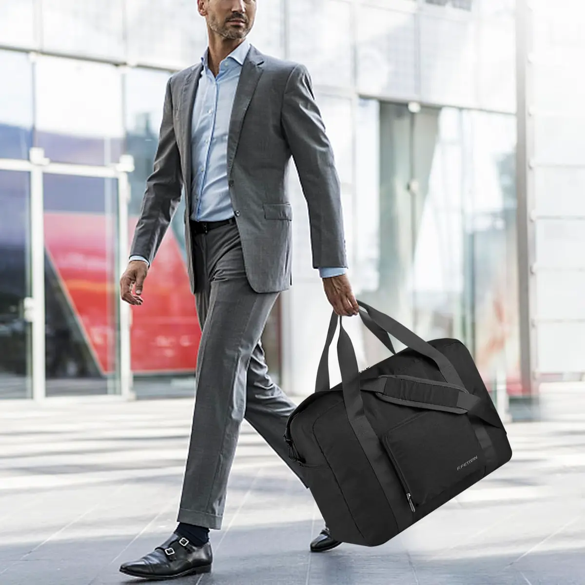 F.FETIVIN Personal Item Bag 17.7x12.6x6.3 | Foldable Travel Duffel for Women & Men, 25L - view 3