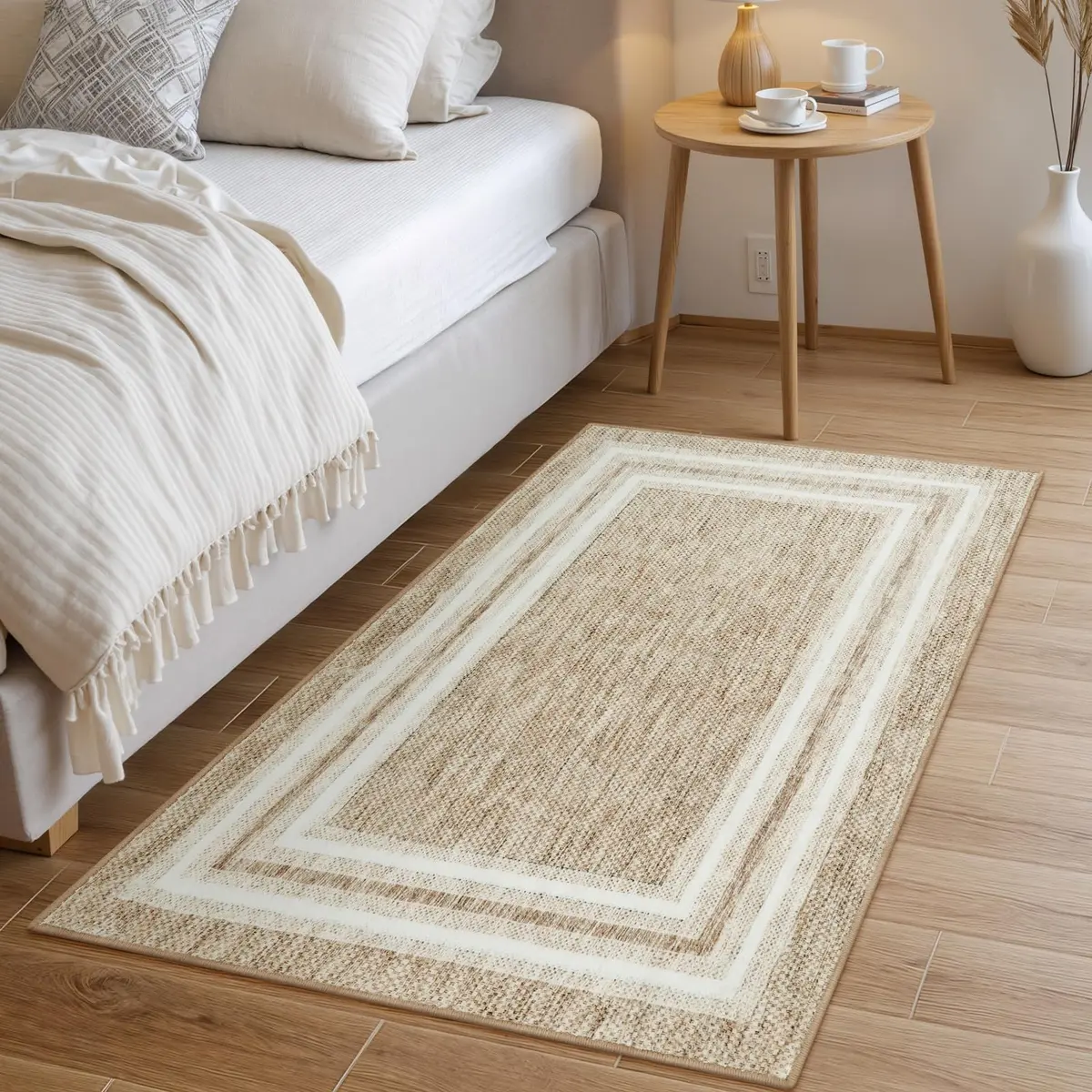 OJIA Modern Bordered Washable Rug 90cm (3') x 152cm (5') | Non-Slip Indoor Entryway Rug - view 7