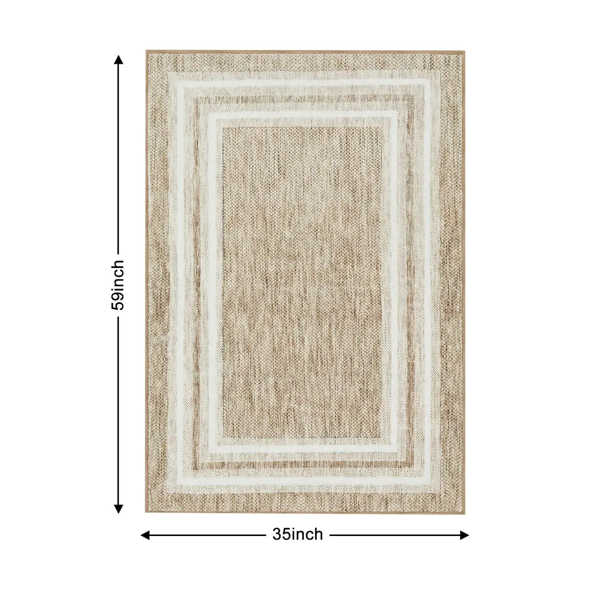 OJIA Modern Bordered Washable Rug 90cm (3') x 152cm (5') | Non-Slip Indoor Entryway Rug - view 2