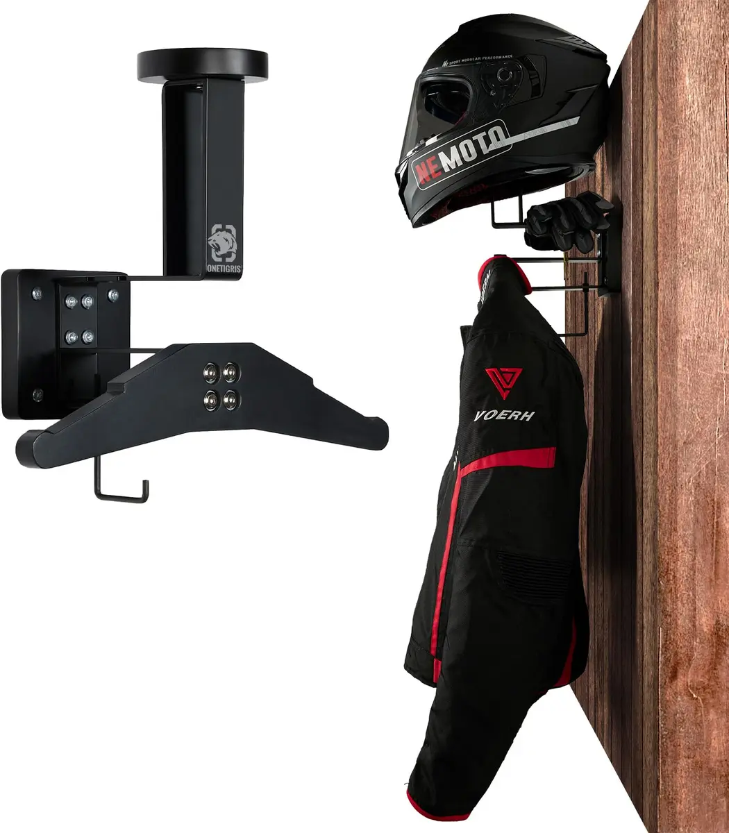 ONETIGRIS Motorcycle Helmet Holder Wall Mount | Heavy-Duty Gear Organizer for Police, Cycling & Sports Equipment - main product image
