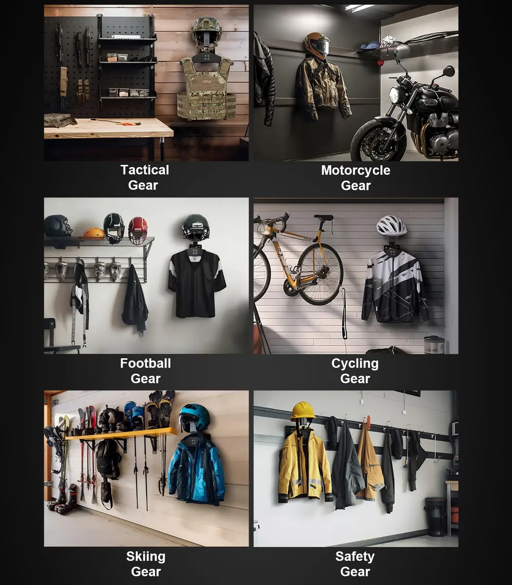 ONETIGRIS Motorcycle Helmet Holder Wall Mount | Heavy-Duty Gear Organizer for Police, Cycling & Sports Equipment - view 3